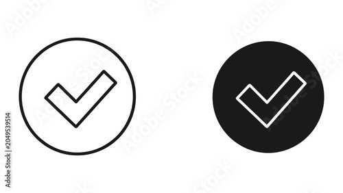 Photography Vector illustration of checkmark icons in black and white on white background