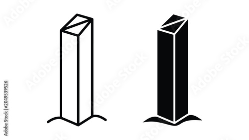 Foto Black and white line art illustrations of two crystal or glass objects on white