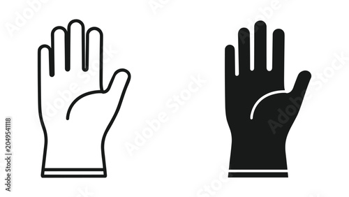 Tableau sur toile Two hands with palms facing forward in black and white isolated on white backgro