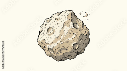 Fotografie Large beige rocky asteroid in space.