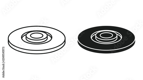 Schilderij op canvas Black and white illustration of two circular objects with concentric rings