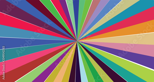 Fotografija Abstract radial pattern of colorful thin stripes emanating from the center in a