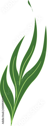 Stylized green leaves form an abstract, upward-reaching pattern, symbolizing growth and natural vitality with a clean, modern aesthetic.