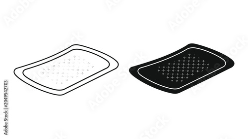 Fotografía Two rectangular grill covers with perforations in black and white