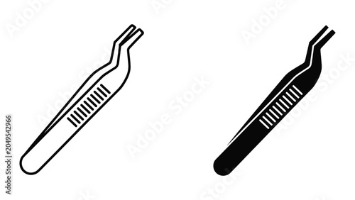 Photos Black and white tweezers icons isolated on white background for beauty and medic