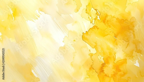Abstract yellow watercolor washes and brush strokes create a bright, energetic background.