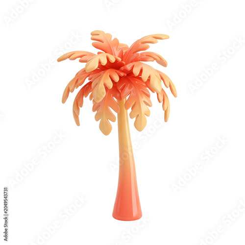 Stylized 3D Palm Tree with Orange and Yellow Hues