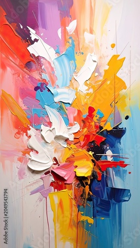 Vibrant abstract explosion of textured paint strokes.