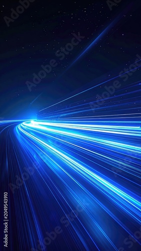 Speeding through a star-filled night sky.