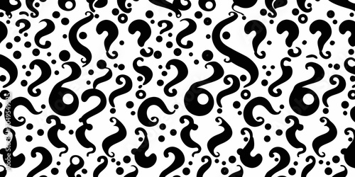 Bild auf Leinwand Question mark pattern a repeating black and white vector design