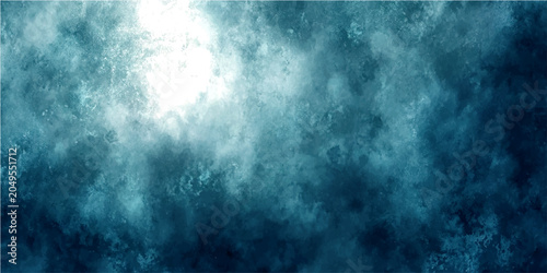 Canvas Print Abstract textured background resembling swirling dark blue and turquoise smoke or clouds, with bright light emanating from upper left corner