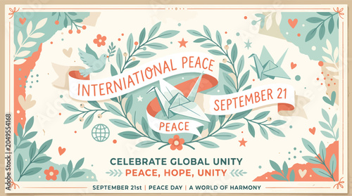 Bild auf Leinwand International Peace Day Celebration Poster Design.