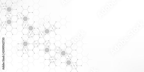 Graphic design element with abstract geometric background of simple hexagon pattern