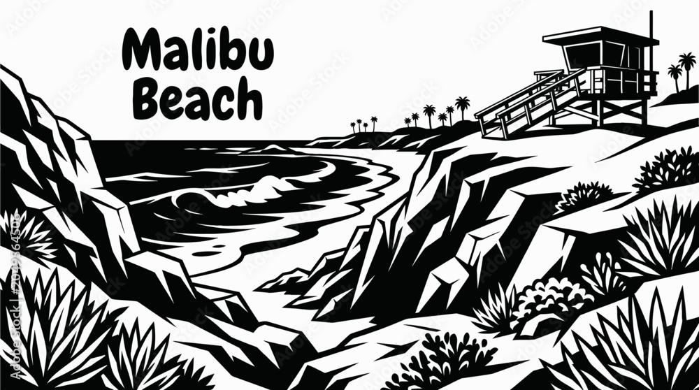 Fototapeta premium malibu beach america coastline ocean travel destination tourism scenic landscape tropical waterfront paradise dramatic coastline cliffs pacific views