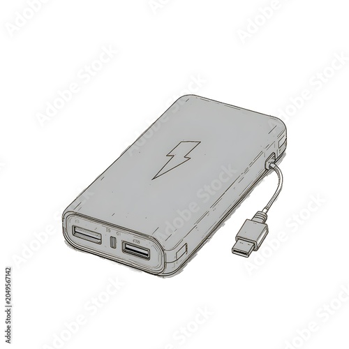adobe stock image of a portable power bank with a USB cable