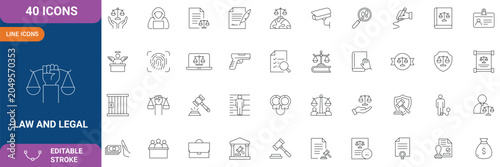 Obraz na płótnie Law and Legal icons set