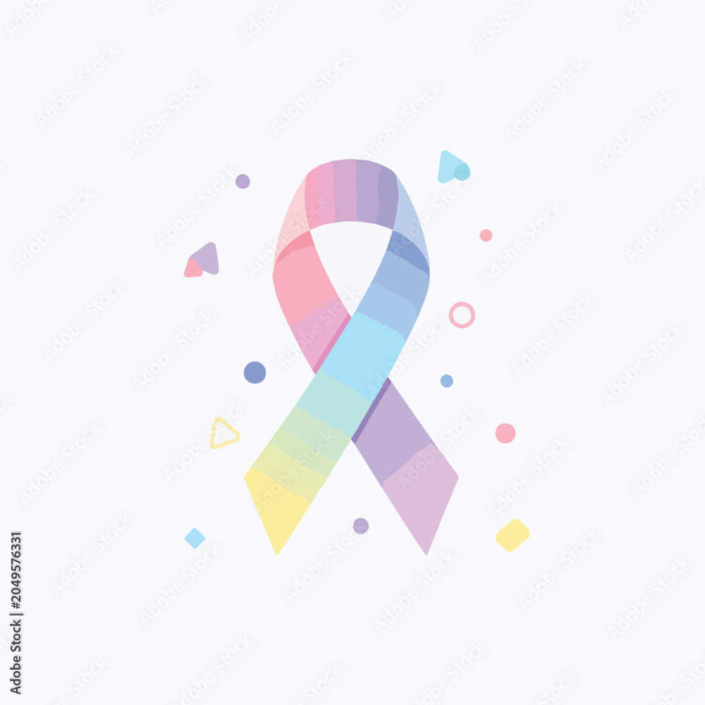 Fototapeta premium Colorful ribbon with geometric shapes on white background