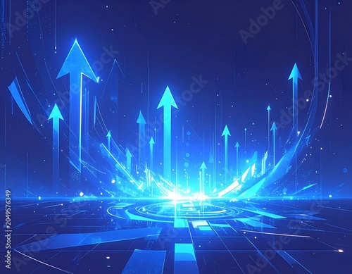 Blue Arrows Pointing Upward in Technology.