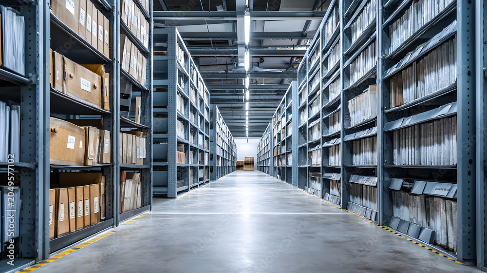 Fototapeta premium Empty Commercial Document Storage Facility