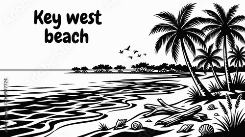 Obraz na płótnie key west beach american coastline ocean travel destination tourism scenic landsc