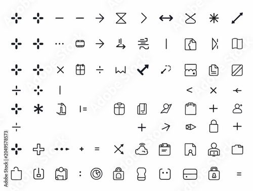 black and white icons set