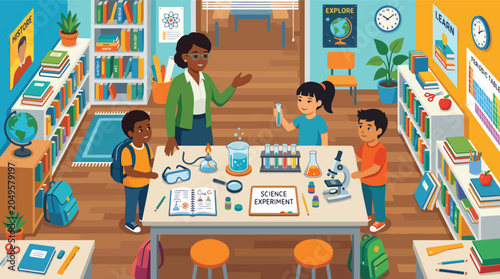 Teacher and students in science classroom 2.