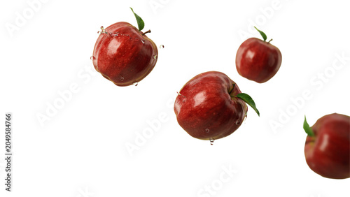 Four ripe red apples floating in mid air with slight motion blur Vector