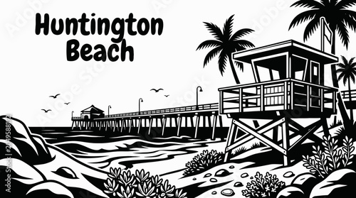 Photography huntington beach america coastline ocean travel destination tourism scenic lands