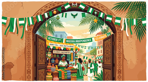 Schilderij op canvas Nigeria Independence Day Celebration Archway.