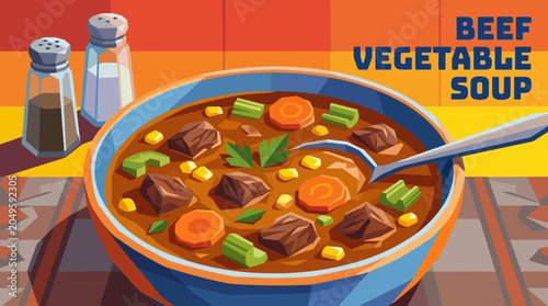 Принти на полотні beef vegetable soup cuisine food recipe culinary homemade traditional delicious