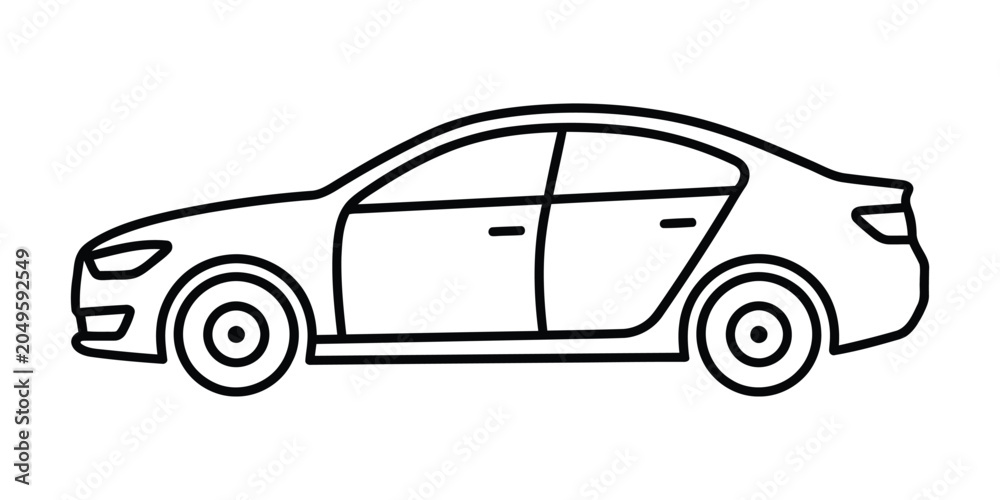 Fototapeta premium Sedan car icon line art vector illustration design
