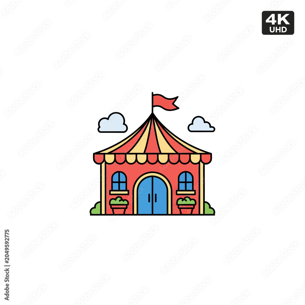 Obraz premium Circus Tent Icon Flat Design