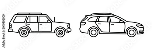 Bild auf Leinwand Station Wagon icon line art vector illustration design