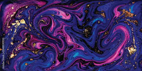 Obraz na płótnie Abstract Colorful Fractal Water Swirl Background with Flowing Blue Waves and Liq