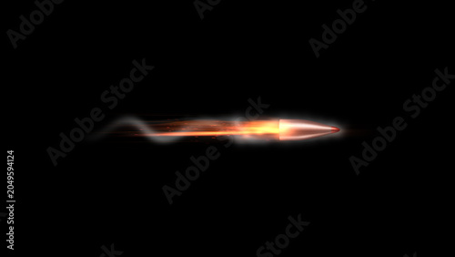 Картината върху платно bullet fire flying bullet Military gun muzzle flashes with spark and smoke High-