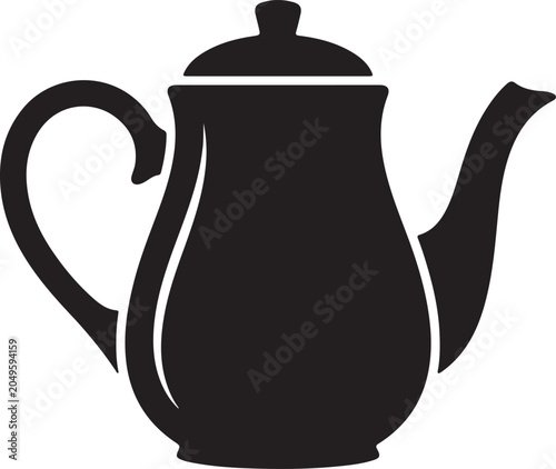 Icon black silhouette of a teapot on a, simple kitchenware icon uncomon design