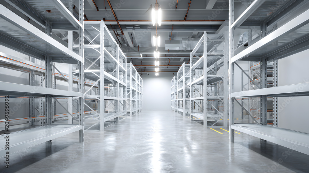 Obraz premium Empty Commercial Inventory Storage Facility