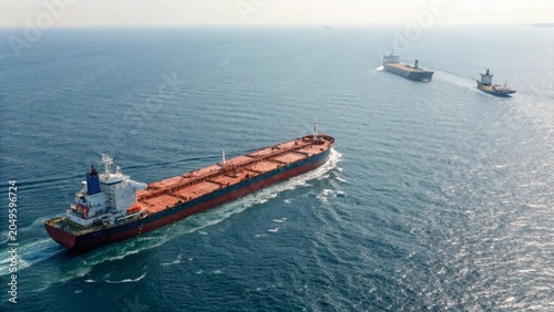 Foto Aerial view cargo ship of business logistic sea freight
