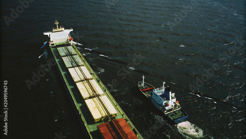 Valokuva Aerial view cargo ship of business logistic sea freight