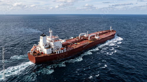 Foto Aerial view cargo ship of business logistic sea freight