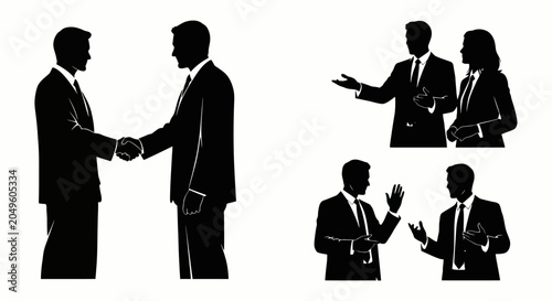 Foto Business Professionals Silhouettes Engaging in Formal Interactions