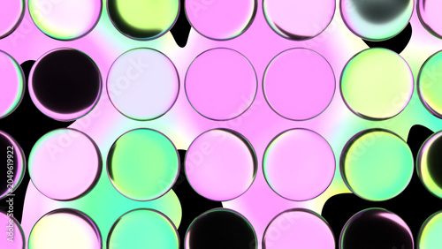 Playful Candy Glass Bubbles Grid Over Neon Green and Pink Fluid Background