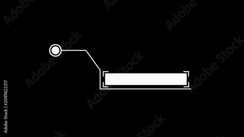 Futuristic callout Hud element for custom text animation on black background. Sci-fi HUD lower third callout title animation. Clean sci-fi HUD design with alpha channel
