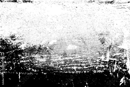 Grungy distressed texture overlay featuring black paint brush strokes and scratch marks on a transparent background