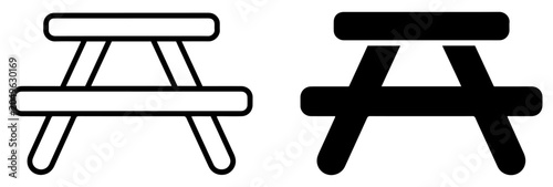 picnic table outline and filled icon