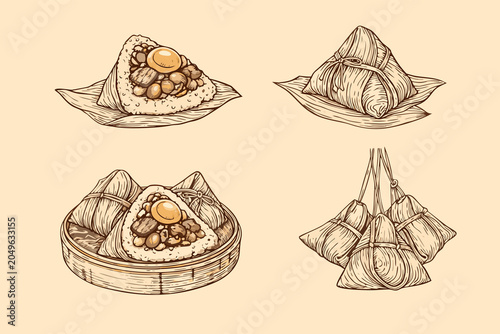 Traditional Rice Dumpling Zongzi Drawing