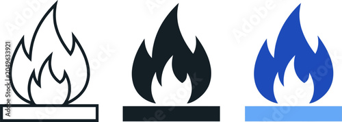 Foto Vector illustrations of fire icons in different colors and styles