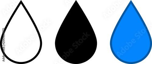 Foto Vector illustration of three teardrop shapes in black, white, and blue