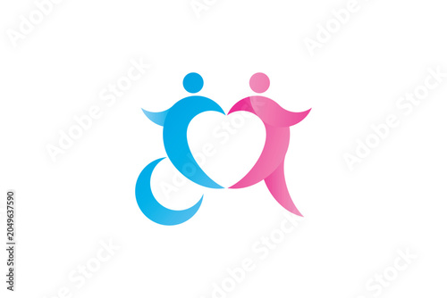 Dynamic Inclusive Community Wheelchair Heart Shapes Abstract Vector Logo