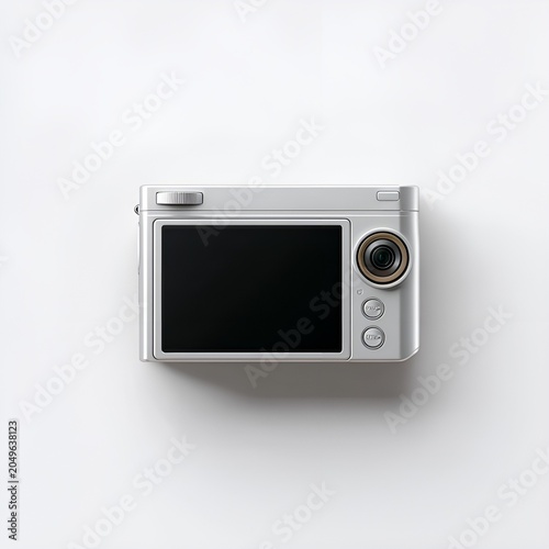Silver Digital Camera on White Background